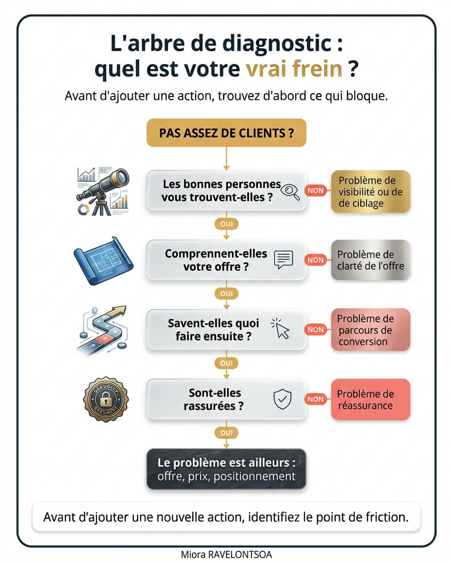 Arbre de diagnostic pour identifier le frein qui empêche une stratégie d'acquisition client de fonctionner